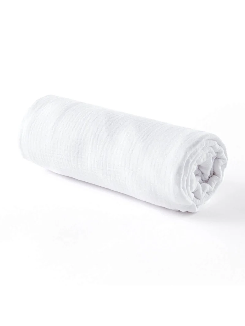 Drap housse bébé gaze de coton BLANC - Imparfaits