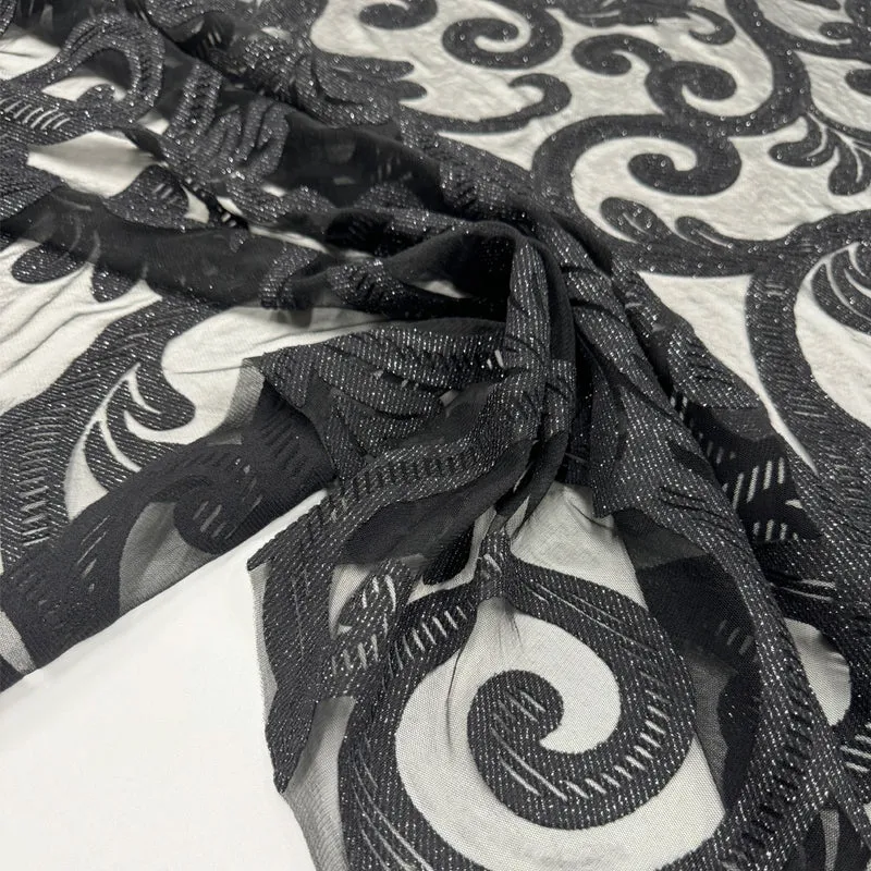 Tissu Dentelle Tulle Brodé - Métallisé, Aureliano
