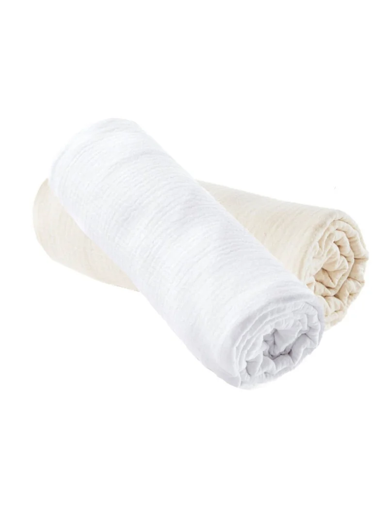 Lot de 2 draps-housse ECRU / BLANC