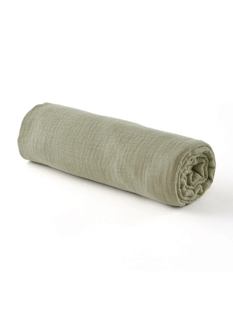 Drap housse bébé gaze de coton VERT SAUGE