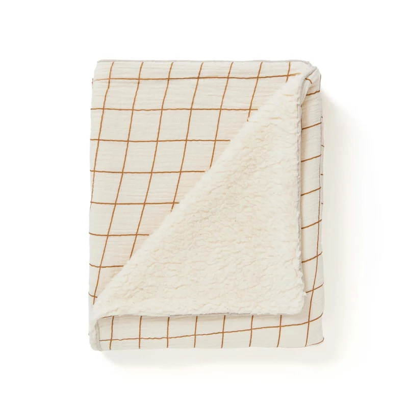 Couverture polaire bébé CARREAU CAMEL