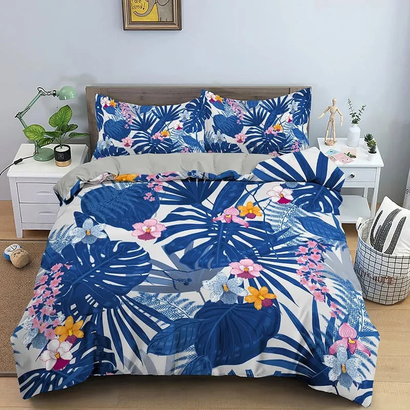 Housse de Couette Tropicale Bleu