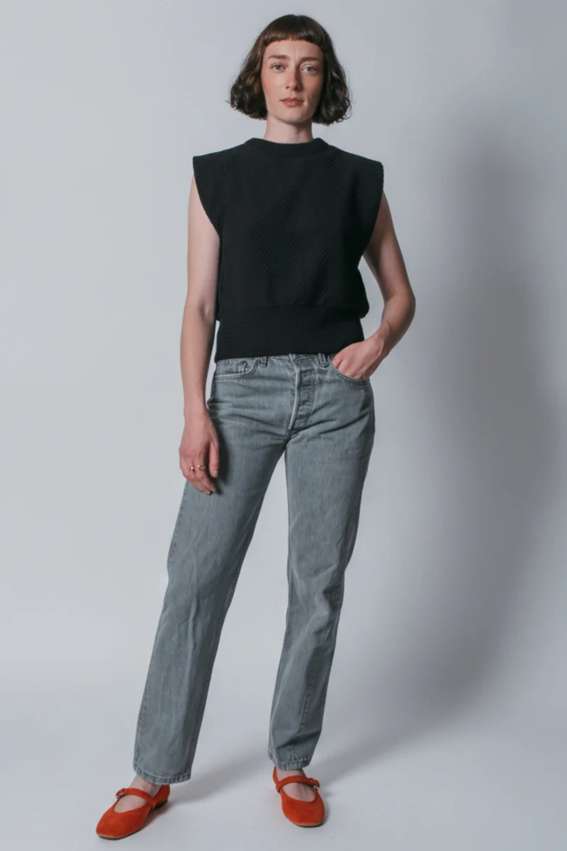 VALENTINE Sleeveless Top in Organic Cotton - Black