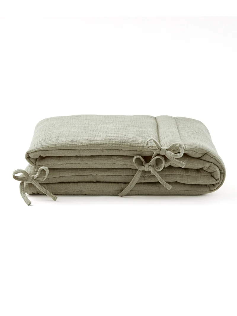 Tour de lit gaze de coton VERT SAUGE