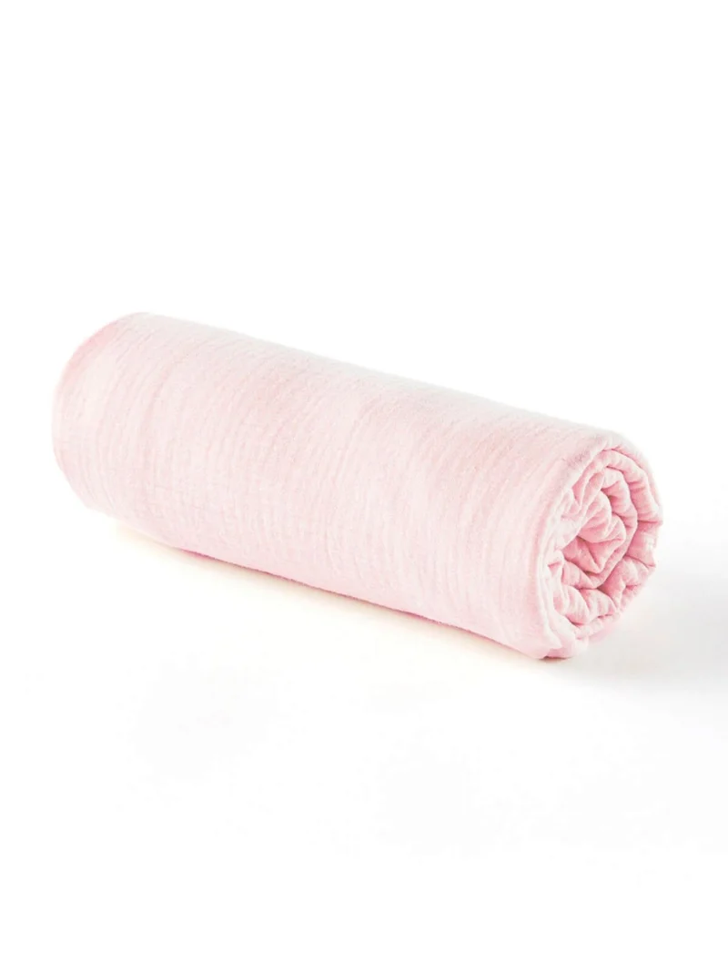 Drap housse bébé gaze de coton ROSE