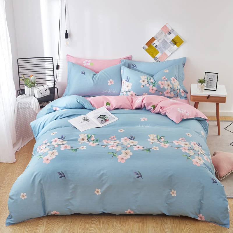 Housse de Couette Fleur de Cerisier Bleu