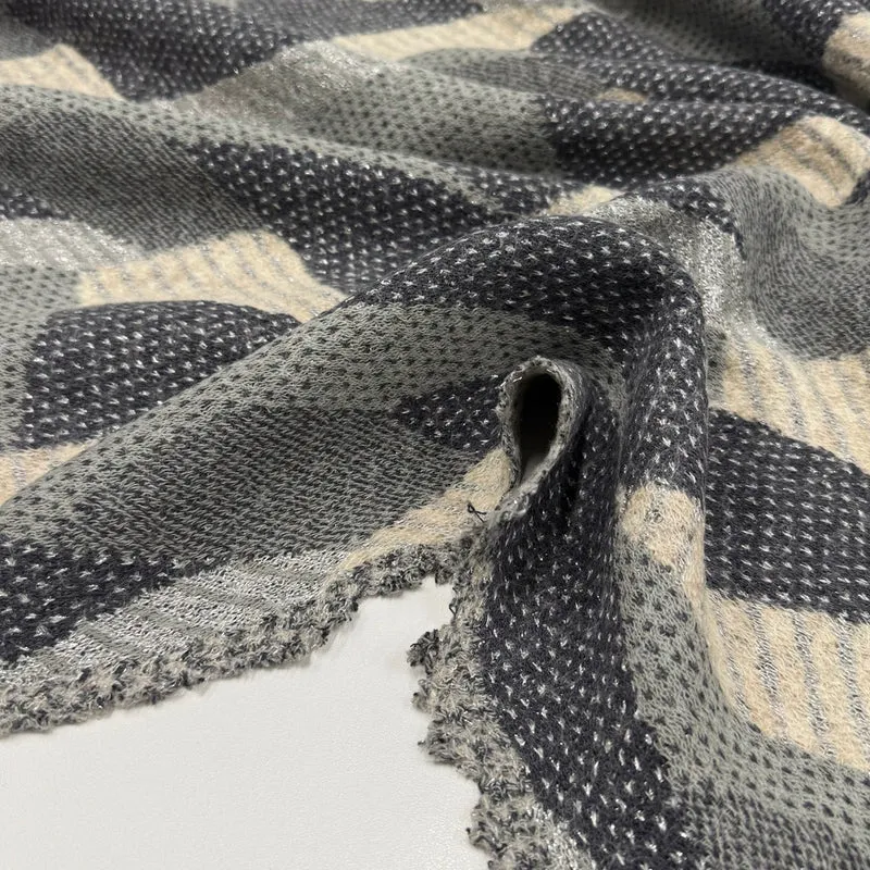 Tissu Maille Jacquard, Laine - Tissé Métallisé, Brillia