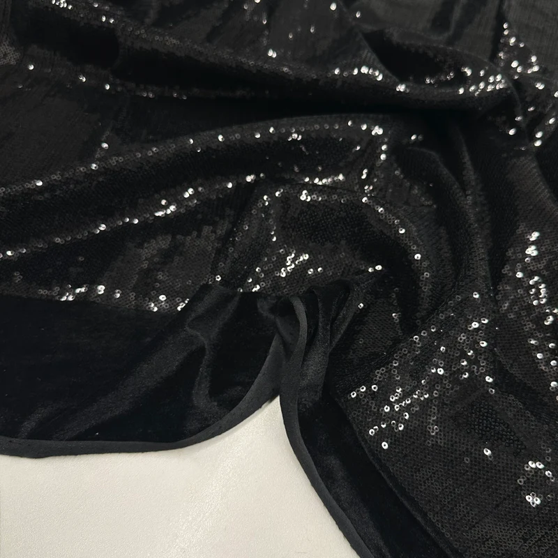 Tissu Velours Brodé, Paillettes - Miralux