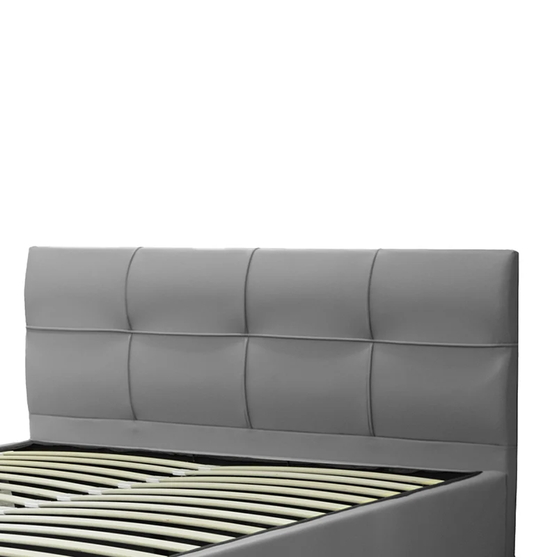 Lit grand coffre avec tête de lit capitonnée en simili cuir - Collection VariLuxe