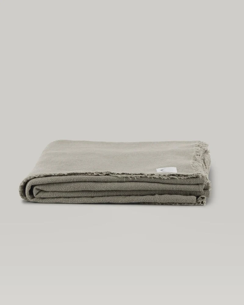 Nappe / Plaid / Dessus de lit en lin brut, Naturel
