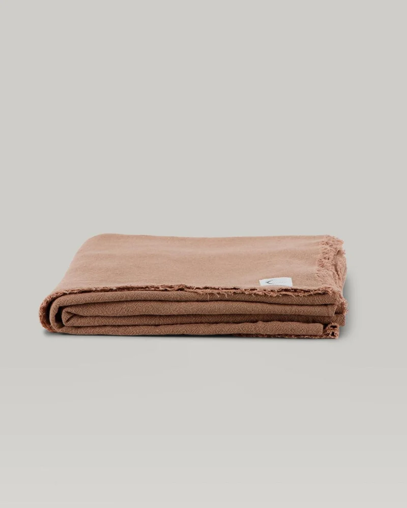 Nappe / Plaid / Dessus de lit en lin brut, Poudre