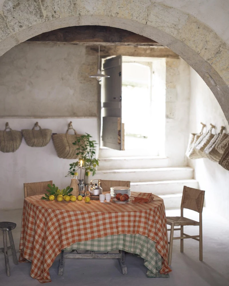 Nappe Bourdon Toile Vintage Vichy, Marmelade