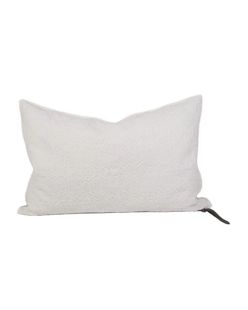 Coussin Vice Versa Jacquard Stone Washed Kilim, Blanc