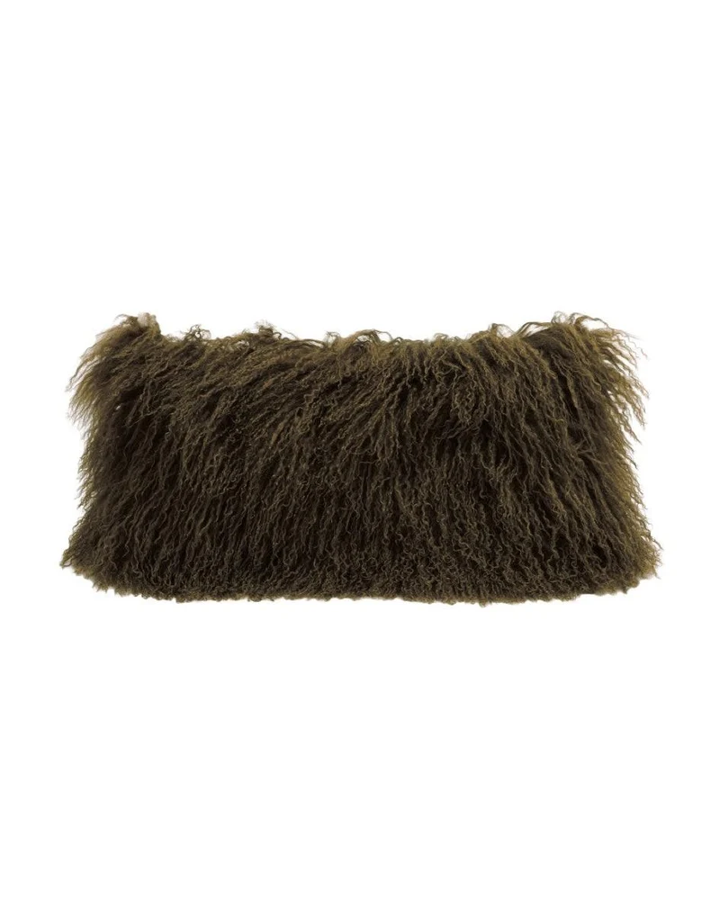 Coussin basic en peau de chèvre du Tibet, Kaki