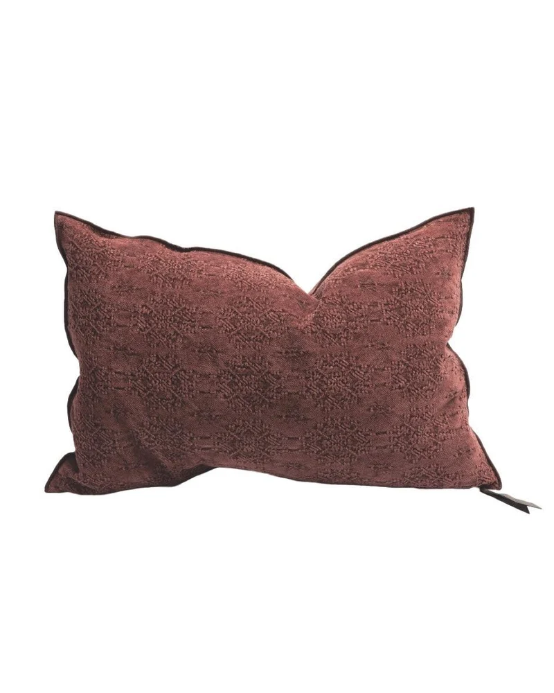 Coussin Vice Versa Jacquard Stone Washed Kilim, Chianti