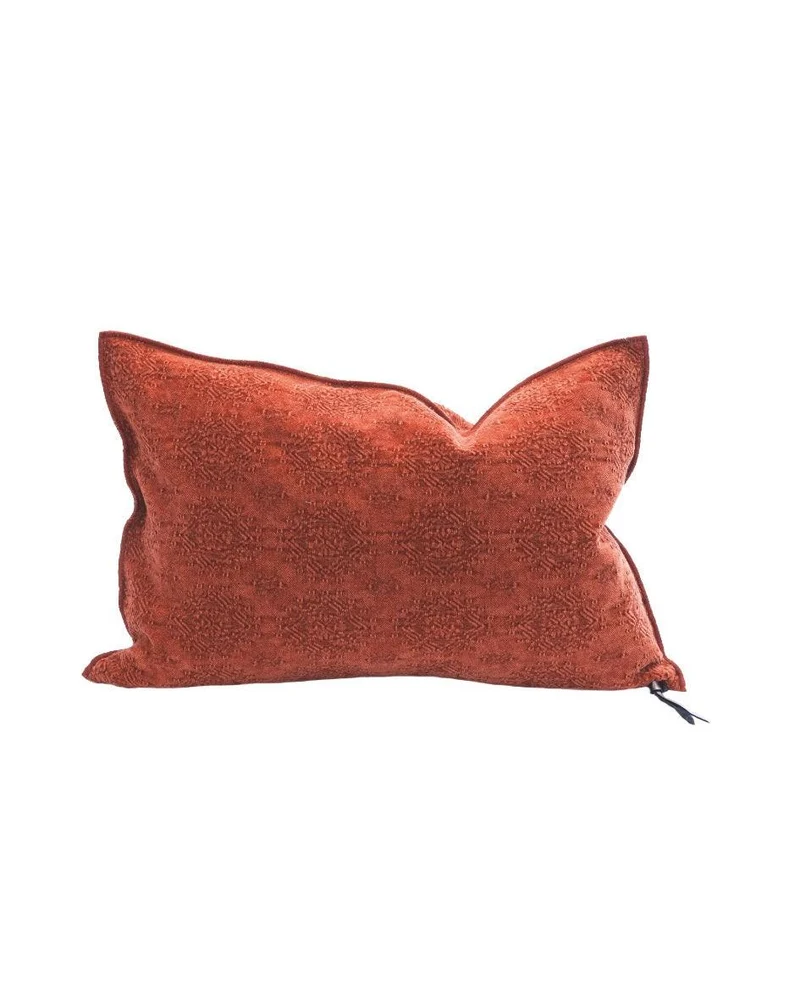 Coussin Vice Versa Jacquard Stone Washed Kilim, Henné