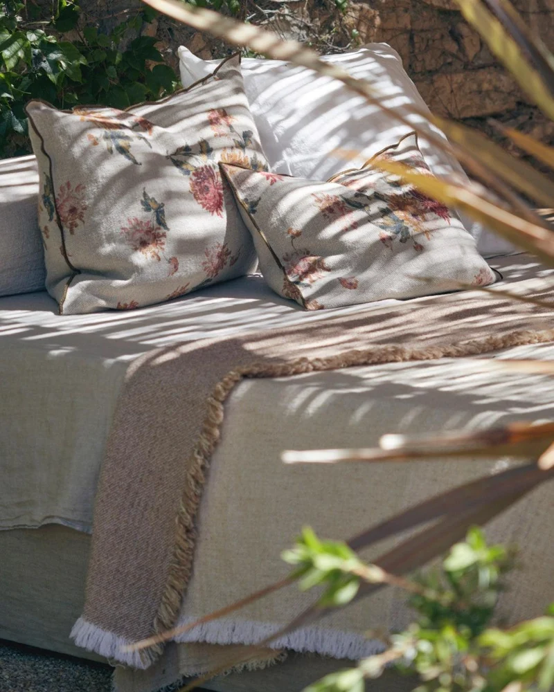 Coussin Vice Versa en toile Lin Wabi-Sabi, Imperial Bouquet