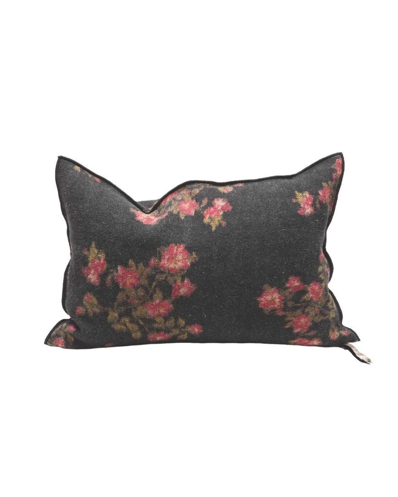 Coussin Vice Versa en toile Lin Wabi-Sabi, Les Roses Magenta