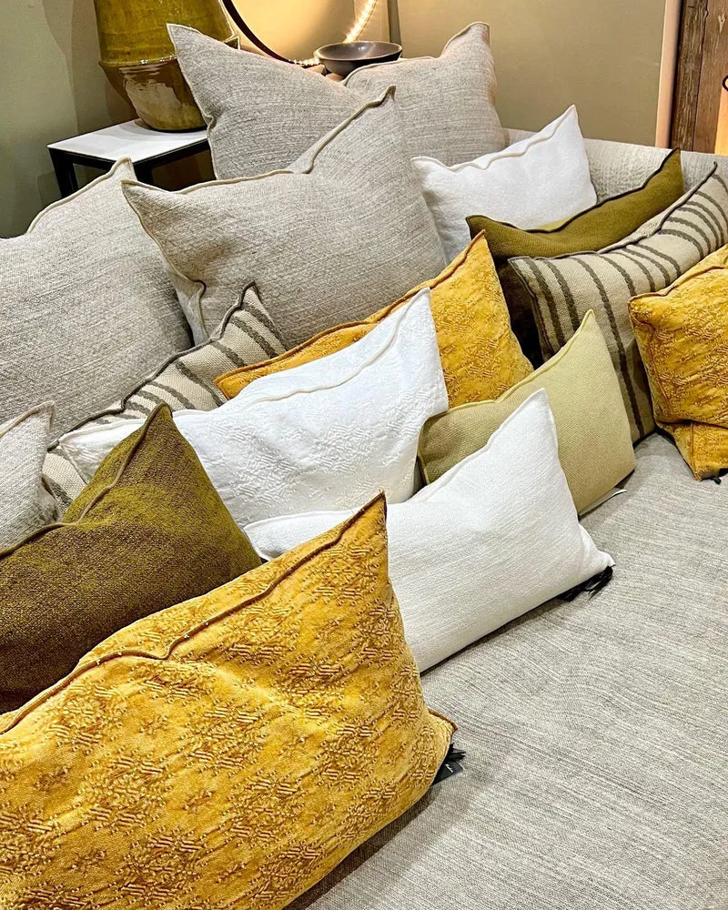 Coussin Vice Versa Jacquard Stone Washed Kilim, Ambre