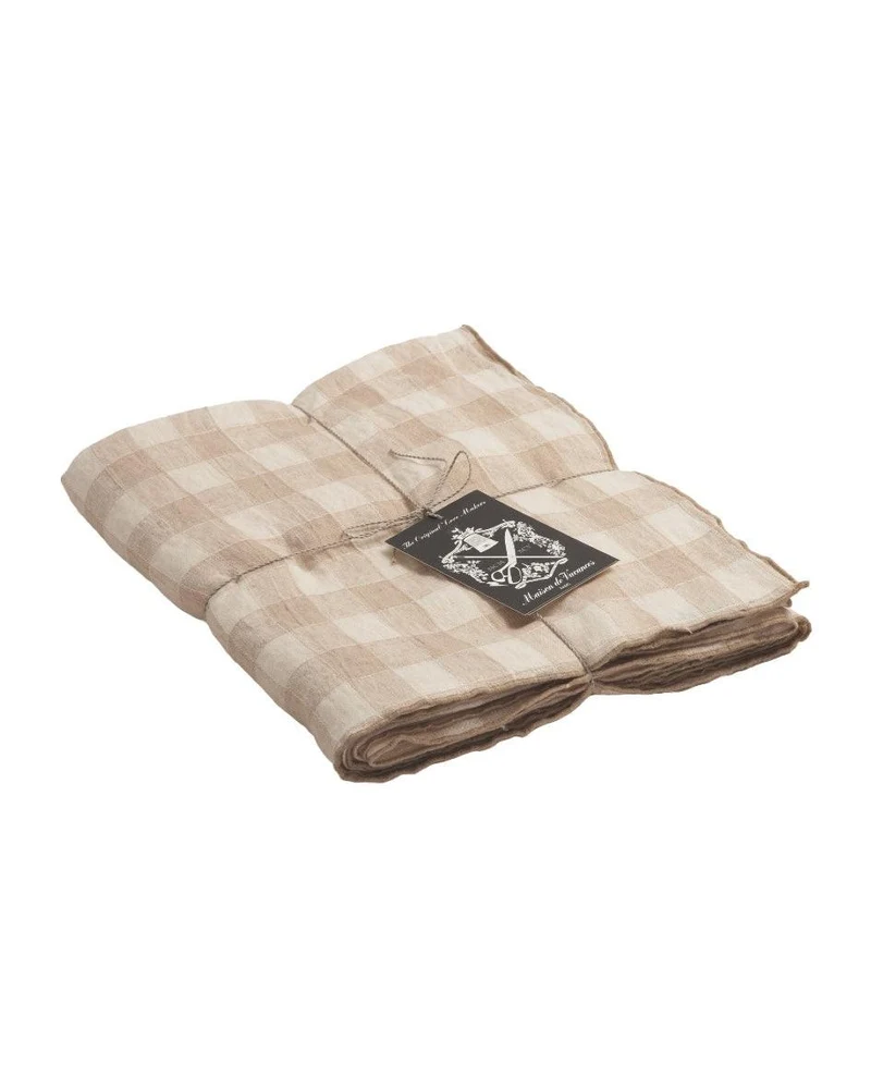 Nappe Bourdon Toile Vintage Vichy, Crème
