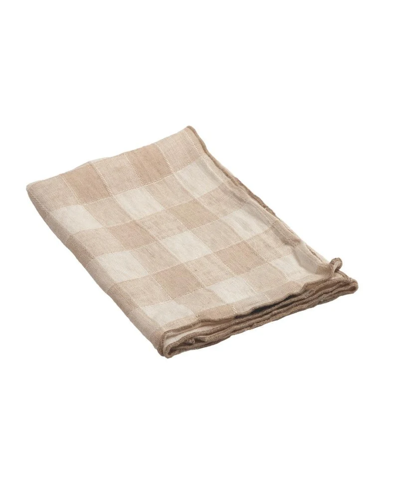 Serviette Bourdon Toile Vintage Vichy, Crème