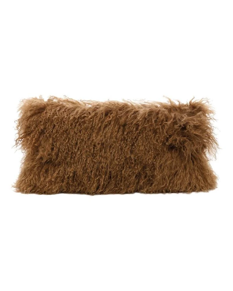 Coussin basic en peau de chèvre du Tibet, Havane