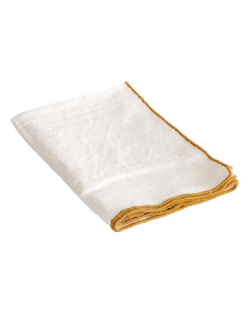 Serviette Bourdon Mimi Blanc / Bourdon Ocre