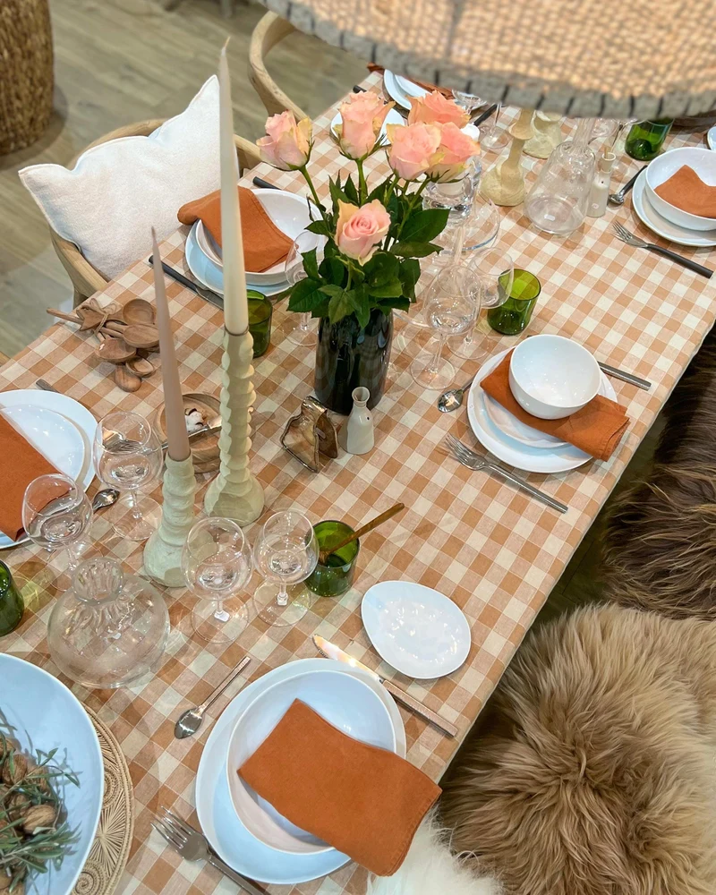 Nappe Bourdon Toile Vintage Vichy, Terracotta