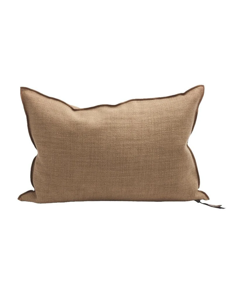 Coussin Vice Versa Toile de Lin Vintage, Havane