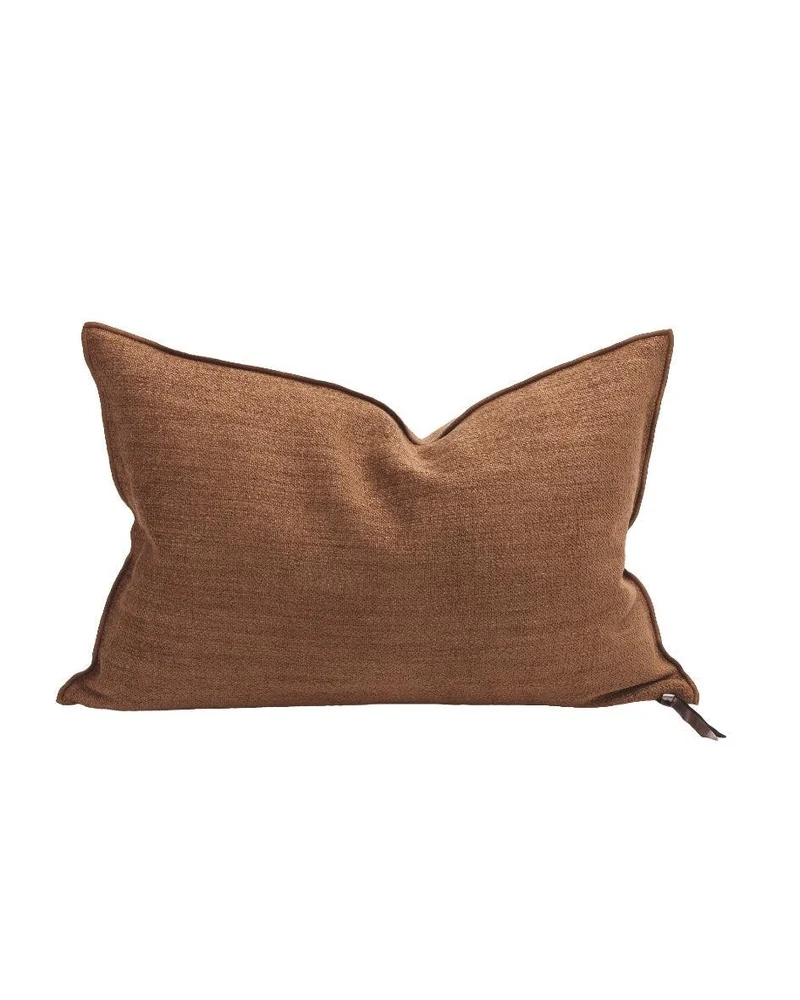 Coussin Vice Versa Chenille Vintage, Havane