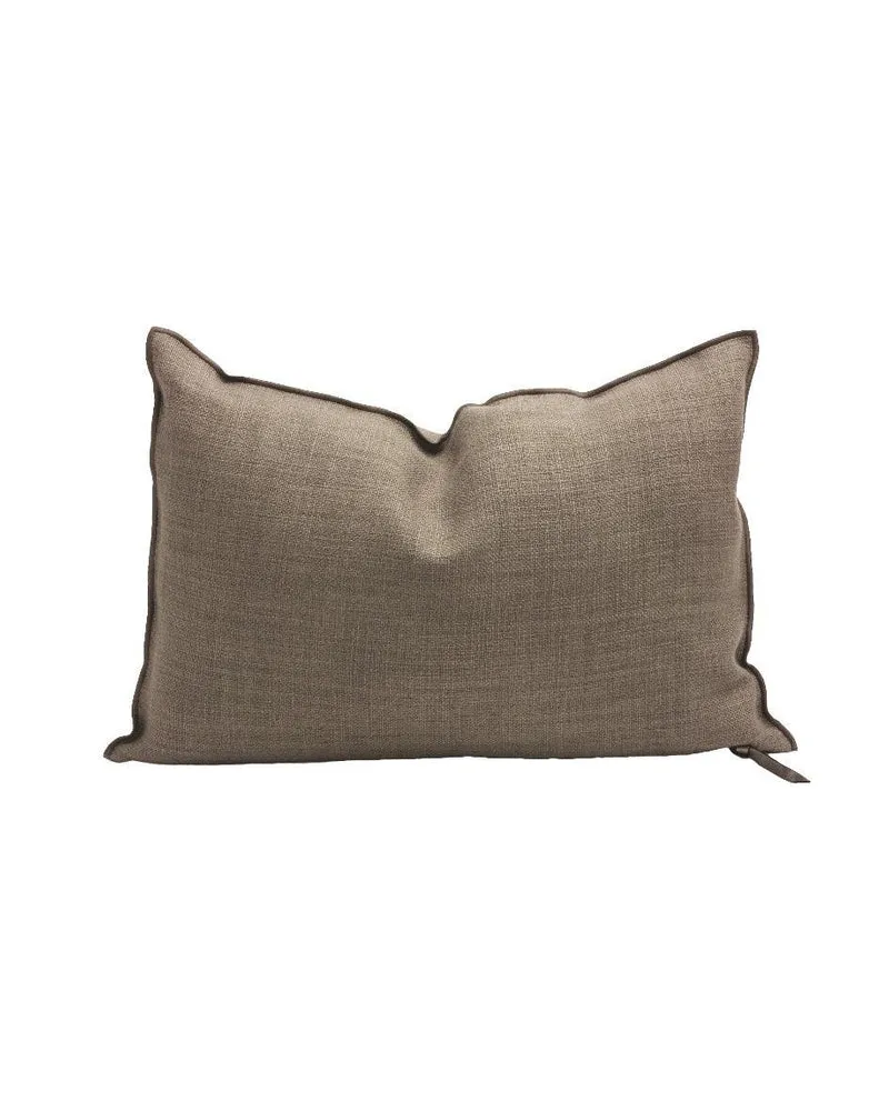 Coussin Vice Versa Toile de Lin Vintage, Kaki