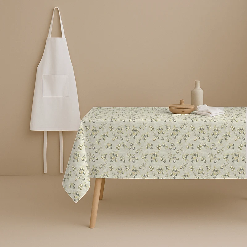 MANTEL ESTAMPADO ANTIMANCHAS AYNI BEIGE
