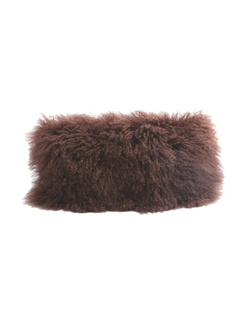 Coussin basic en peau de chèvre du Tibet, Muscade
