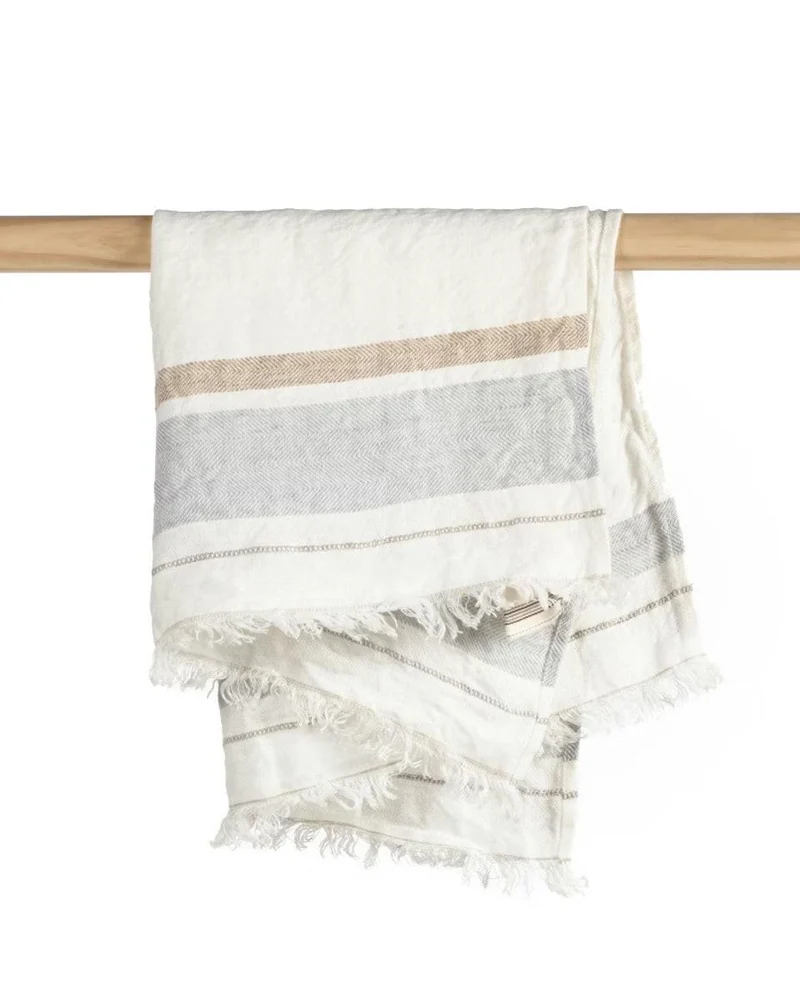 The Belgian Towel Serviette Invité, Oyster Stripe