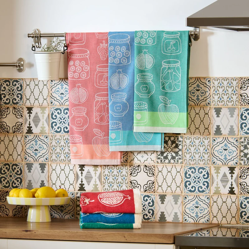 Lot de 3 torchons Confiture - Coton jacquard
