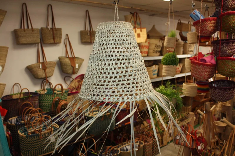 SUSPENSION Cone Paille - Luminaire Lustre Abat jour ajouré - 3 TAILLES au CHOIX - Marocain rotin