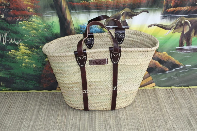 Panier de courses - Sac Paille Plage - Cabas Marché Naturel - osier marocain rotin palmier