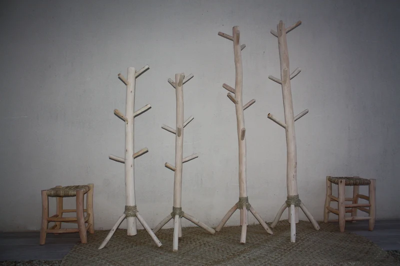 SUPERBE Porte Manteau Artisanal style Scandinave - En Bois d'Eucalyptus - 100% Naturel - 2 Tailles au choix -