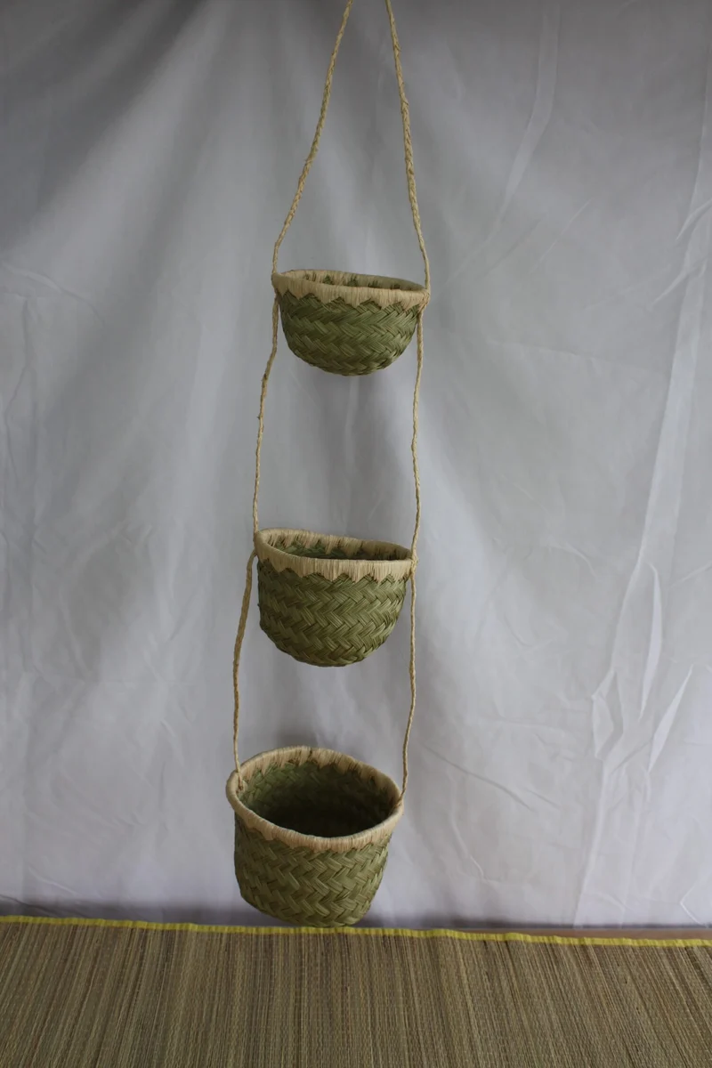3 pots paniers suspendus Porte plantes , Porte épices , Petit paniers de rangement SUPERBE DECO - aravola osier rotin