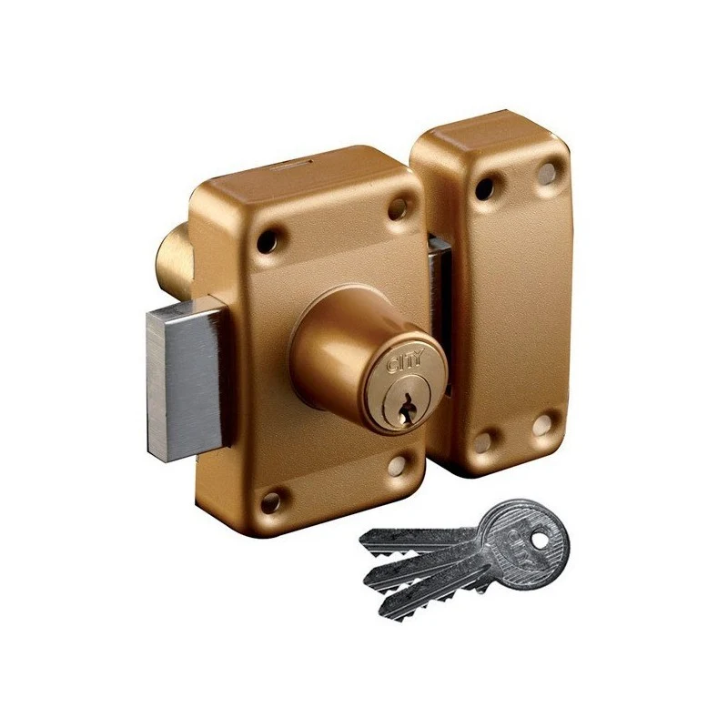 Verrou de sureté double entrée + 3 clés pour porte - sécurité gâche réversible