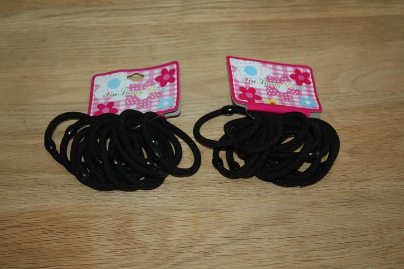 Lot de 24 chouchous fille femme garçon homme élastique attache cheveux - NOIR -