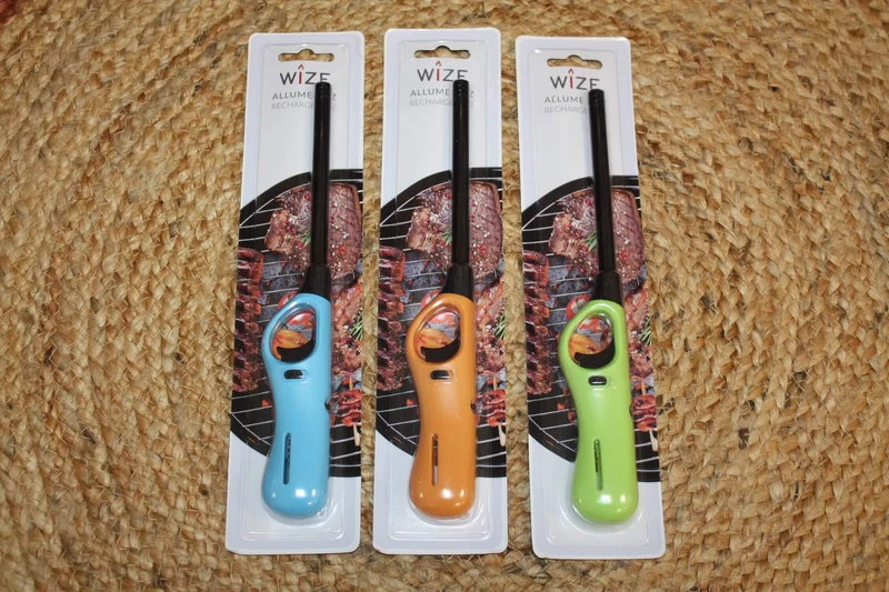 GRAND Allume Gaz - Briquets long bec - Rechargeable - Flamme réglable - Sécurité enfant