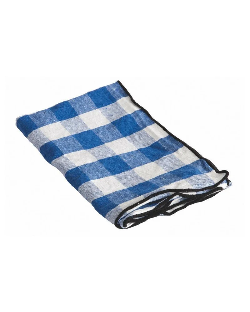 Torchon Bourdon Toile Mimi Vichy, Cobalt/Bourdon Noir