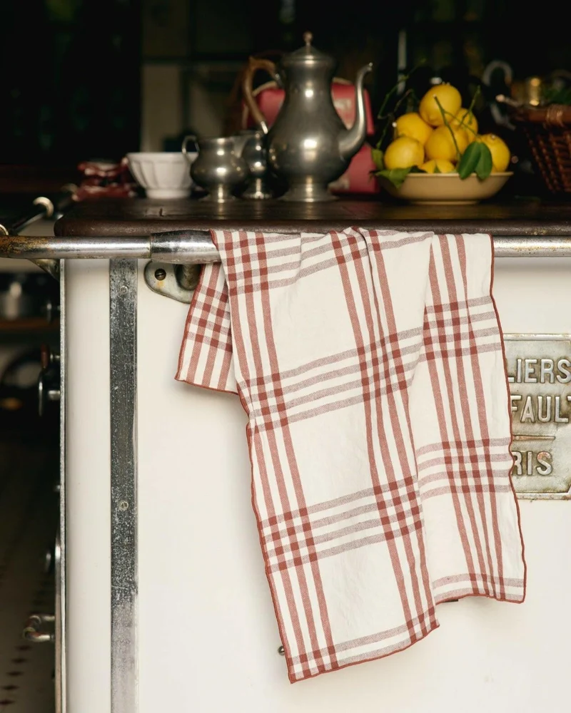 Torchon Toile Mimi Country Argile / Bourdon Argile