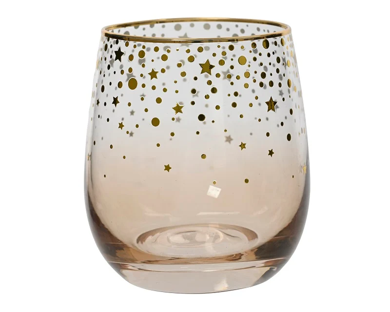 Verre gobelet étoilés avec bordure dorée