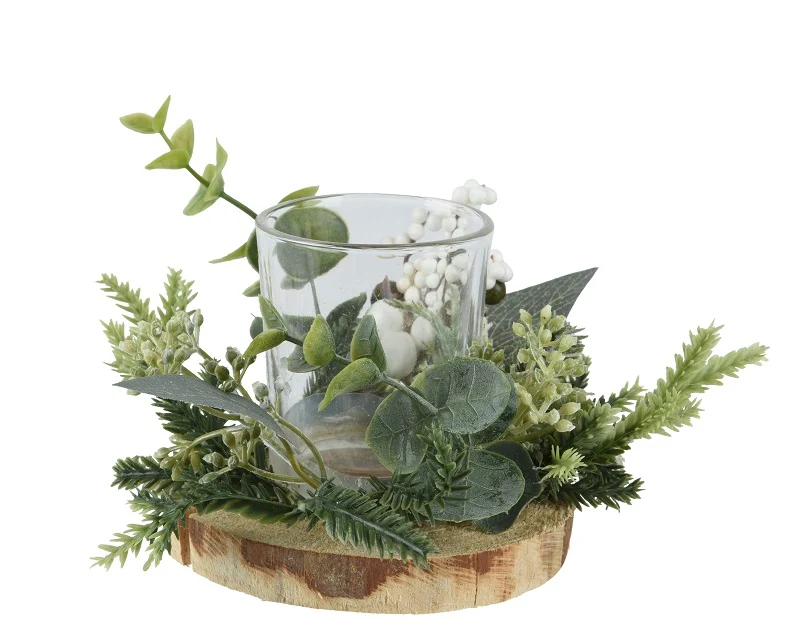 Photophore de Noël en verre pour décoration table