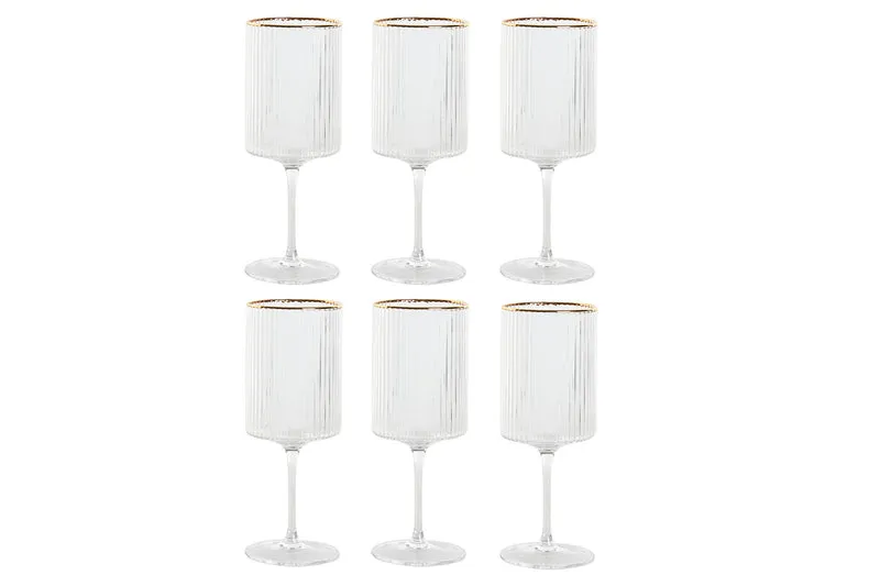 VERRE - Rainurée transparent bordure dorée - 400 ml