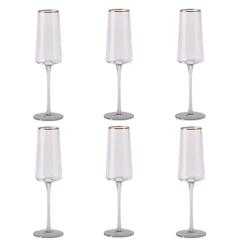 FLUTE - Rainurée transparente bordure dorée - 400 ml