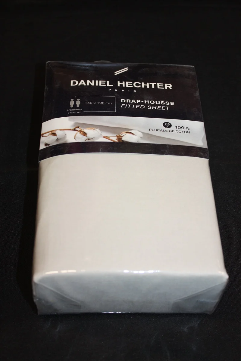 DRAP HOUSSE 100% COTON PERCALE - 2 PERSONNES - 140X190cm - Coloris au choix -