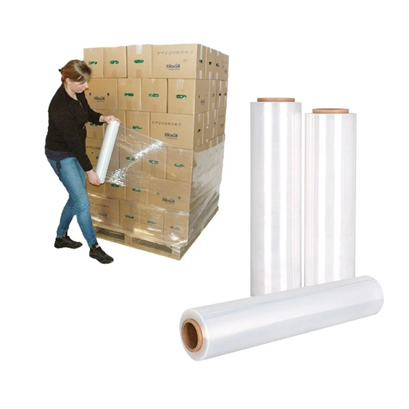 Rouleau de film étirable pour palettes - TRANSPARENT - 300 Mètres de long x 45cm de large